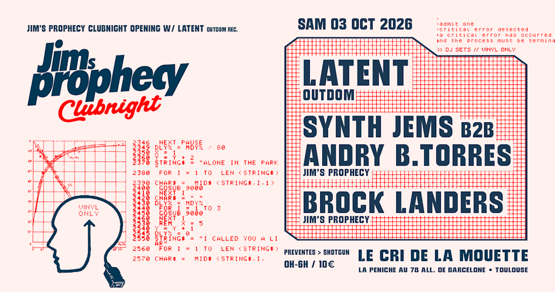 Jim's Prophecy Clubnight opening w/ Latent - vinyl only